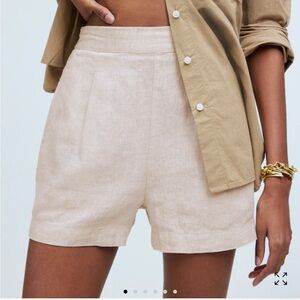Beige Linen Women's Shorts